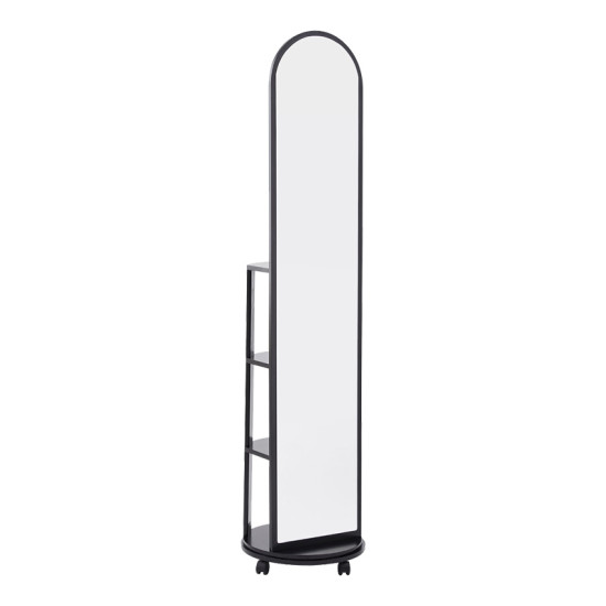 Καθρέπτης τροχήλατος Espero mdf με ράφια σε μαύρη απόχρωση Φ34x170εκ **