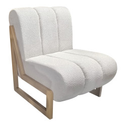 Πολυθρόνα Cocoon ύφασμα σε λευκή -πόδια σε φυσική απόχρωση 65x75x77εκ **