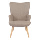 Πολυθρόνα-μπερζέρα Gerlina γκρι-μπεζ ύφασμα με πόδι σε φυσική απόχρωση 71x64x94εκ **