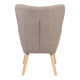 Πολυθρόνα-μπερζέρα Gerlina γκρι-μπεζ ύφασμα με πόδι σε φυσική απόχρωση 71x64x94εκ **