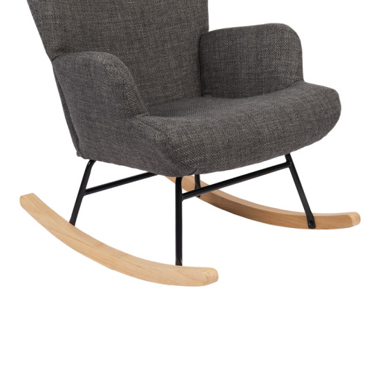 Κουνιστή πολυθρόνα Jianna ανθρακί ύφασμα με πόδι σε φυσική απόχρωση 79x64x89εκ ** Κουνιστή πολυθρόνα Jianna ανθρακί ύφασμα με πόδι σε φυσική απόχρωση 79x64x89εκ **