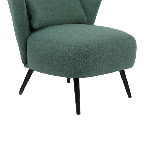 Πολυθρόνα Nagreta πράσινο ύφασμα με μεταλλικό πόδι σε μαύρη απόχρωση 77x73x74εκ **