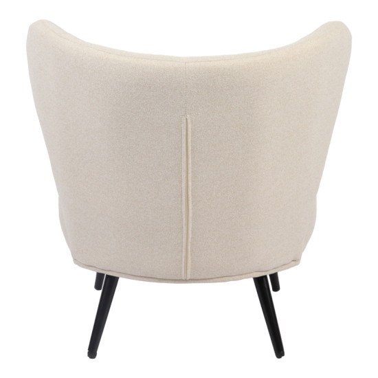 Πολυθρόνα Nagreta κρεμ ύφασμα με μεταλλικό πόδι σε μαύρη απόχρωση 77x73x74εκ **