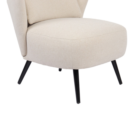 Πολυθρόνα Nagreta κρεμ ύφασμα με μεταλλικό πόδι σε μαύρη απόχρωση 77x73x74εκ **
