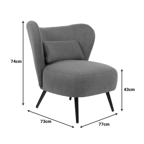 Πολυθρόνα Nagreta κίτρινο ύφασμα με μεταλλικό πόδι σε μαύρη απόχρωση 77x73x74εκ **