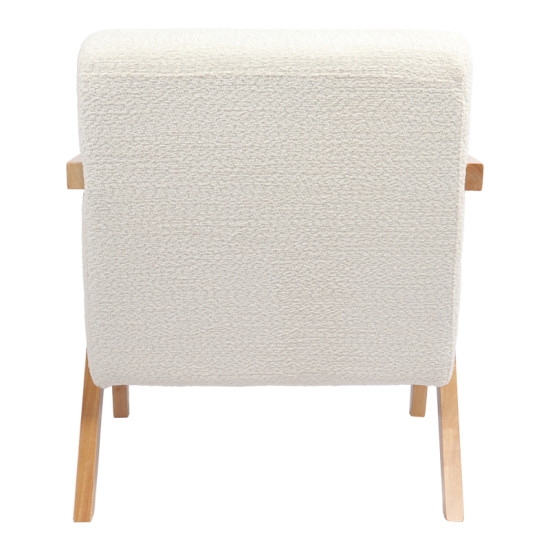 Πολυθρόνα Garifa λευκό ύφασμα με πόδι σε φυσική απόχρωση 79x75x75εκ **