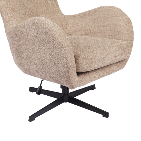 Πολυθρόνα Zefrina περιστρεφόμενη μπεζ ύφασμα με βάση σε μαύρη απόχρωση 82x77x99εκ **