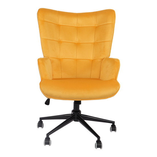 Καρέκλα γραφείου διευθυντή Lobima περιστρεφόμενη κίτρινο βελούδο 71x68x104εκ **