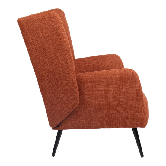 Πολυθρόνα Mareta terracotta ύφασμα με πόδι σε μαύρη απόχρωση 83x80x99εκ **