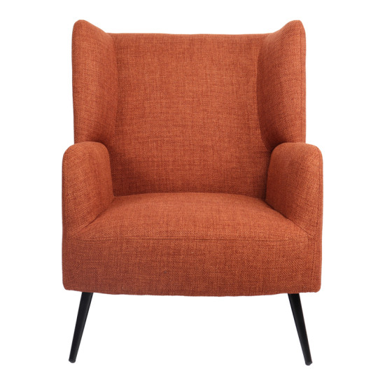 Πολυθρόνα Mareta terracotta ύφασμα με πόδι σε μαύρη απόχρωση 83x80x99εκ **