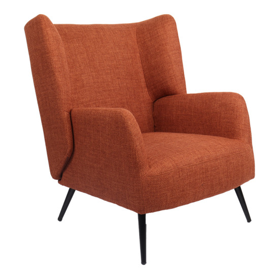 Πολυθρόνα Mareta terracotta ύφασμα με πόδι σε μαύρη απόχρωση 83x80x99εκ **