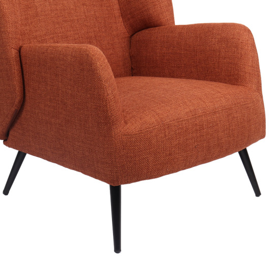 Πολυθρόνα Mareta terracotta ύφασμα με πόδι σε μαύρη απόχρωση 83x80x99εκ **