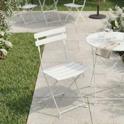 Καρέκλα Bistro μεταλλική αναδιπλούμενη σε λευκή απόχρωση 42x46x82εκ - 2τμχ. **