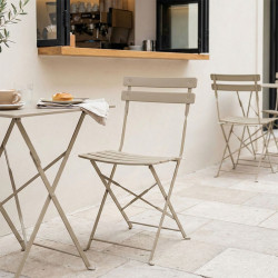 Καρέκλα Bistro μεταλλική αναδιπλούμενη σε μπεζ απόχρωση 42x46x82εκ - 2τμχ. **