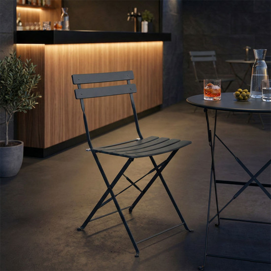 Καρέκλα Bistro μεταλλική αναδιπλούμενη σε ανθρακί απόχρωση 42x46x82εκ - 2τμχ. **