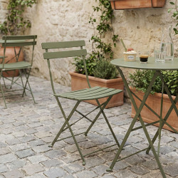 Καρέκλα Bistro μεταλλική αναδιπλούμενη σε λαδί απόχρωση 42x46x82εκ - 2τμχ. **