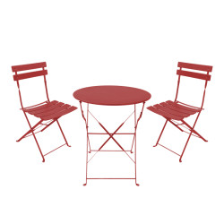 Τραπεζαρία Bistro σετ 3τεμ μεταλλική αναδιπλούμενη σε terracotta απόχρωση Φ60x71εκ **