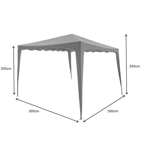 Κιόσκι Gazebo μεταλλικός σκελετός - ύφασμα μπεζ 3x3m **