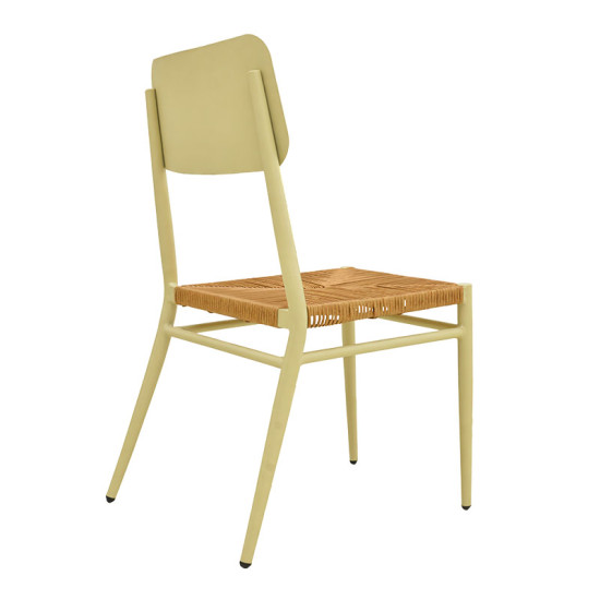 Καρέκλα Giardino στοιβαζόμενη αλουμίνιο σε μπεζ -pe rattan σε φυσική απόχρωση 45x56x82εκ **