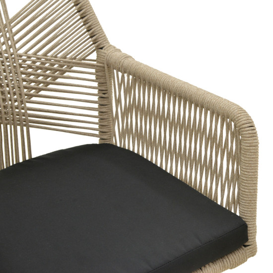 Πολυθρόνα Andros αλουμίνιο σε μαύρη- pe σχοινί μπεζ 57x61x84,5εκ - 2τμχ. **