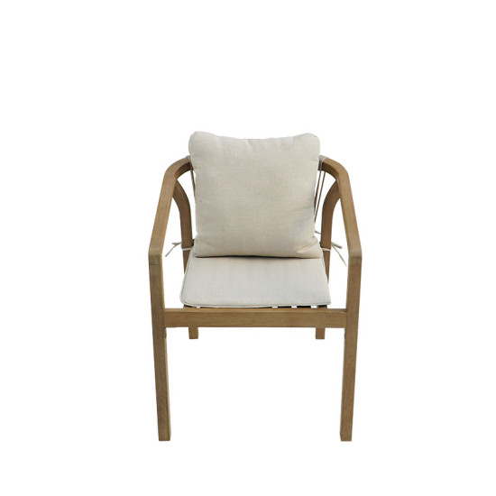 Πολυθρόνα Malibu II μασίφ ξύλο ακακίας-ύφασμα σε φυσική-μπεζ απόχρωση 58x63x74εκ - 2τμχ. **