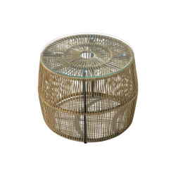 Τραπέζι Adela pe wicker-γυαλί σε φυσική απόχρωση Φ47x38εκ **