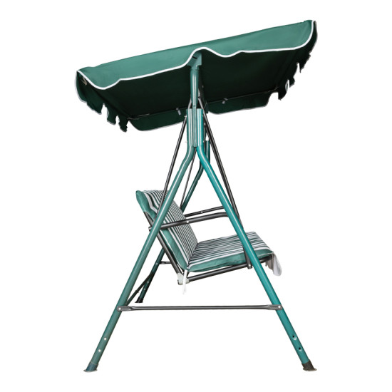 Κούνια κήπου Globo μέταλλο πράσινο-ύφασμα σε λευκή-πράσινη απόχρωση 170x110x153εκ **