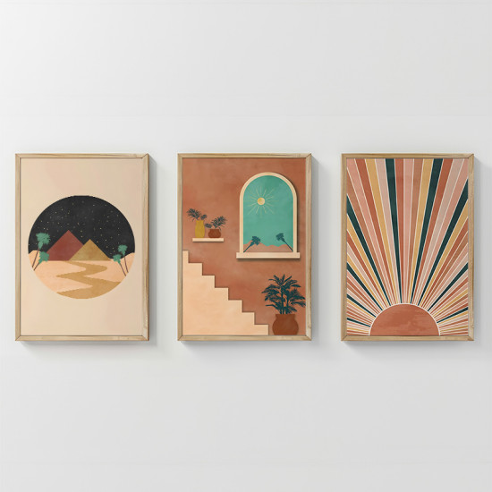 Πίνακας Venven τρίπτυχος με ψηφιακή εκτύπωση και πλαίσιο 33x1.5x48εκ **