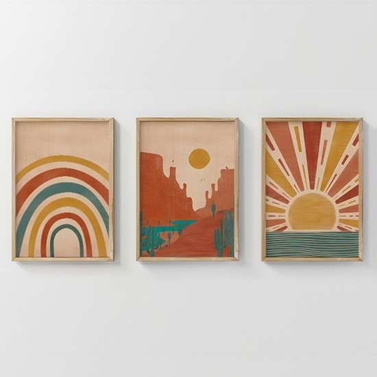 Πίνακας Jecko τρίπτυχος με ψηφιακή εκτύπωση και πλαίσιο 33x1.5x48εκ **