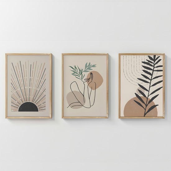 Πίνακας Gonma τρίπτυχος με ψηφιακή εκτύπωση και πλαίσιο 33x1.5x48εκ **