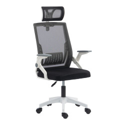 Καρέκλα γραφείου Plymot λευκή - mesh μαύρο 48x58x112-122εκ **