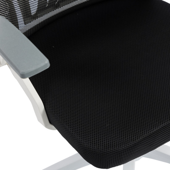 Καρέκλα γραφείου Plymot λευκή - mesh μαύρο 48x58x112-122εκ **