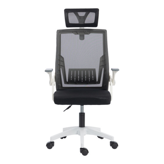 Καρέκλα γραφείου Plymot λευκή - mesh μαύρο 48x58x112-122εκ **