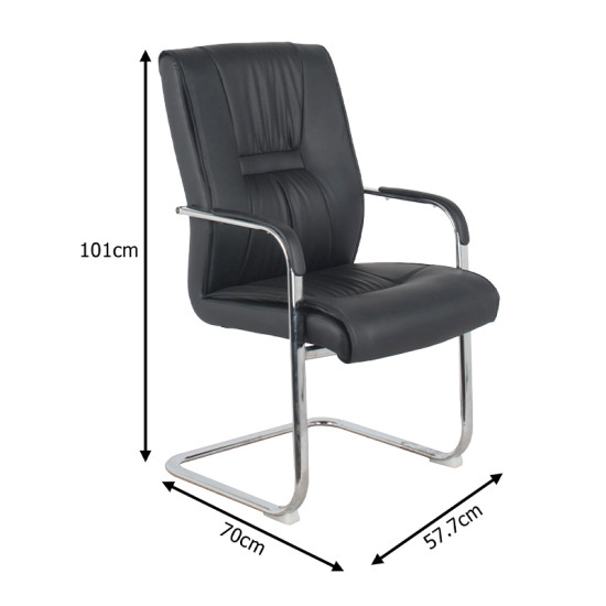 Καρέκλα επισκέπτη Biani μαύρο pu-πόδι χρωμίου 57.7x70x101εκ **
