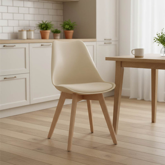 Καρέκλα Gaston PP και PU taupe με ξύλινο πόδι σε φυσική απόχρωση 43x51x75εκ ** Καρέκλα Gaston PP και PU taupe με ξύλινο πόδι σε φυσική απόχρωση 43x51x75εκ **