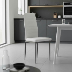 Καρέκλα Parker λευκό PU με μεταλλικό ανθρακί πόδι 41x48x96εκ - 4τμχ. **