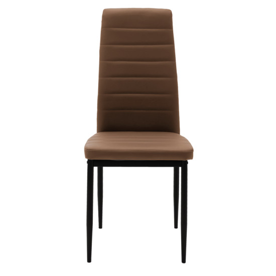Καρέκλα Parker cappuccino PU με μεταλλικό μαύρο πόδι 41x48x96εκ - 4τμχ. **