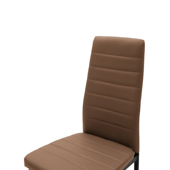 Καρέκλα Parker cappuccino PU με μεταλλικό μαύρο πόδι 41x48x96εκ - 4τμχ. **