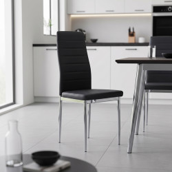 Καρέκλα Parker μαύρο PU με πόδι χρωμίου 41x48x96εκ - 4τμχ. **