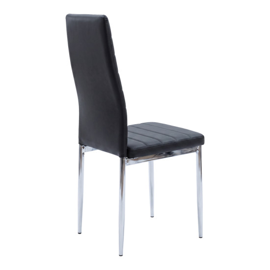 Καρέκλα Parker μαύρο PU με πόδι χρωμίου 41x48x96εκ - 4τμχ. **