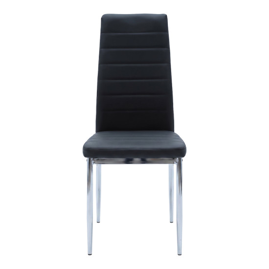 Καρέκλα Parker μαύρο PU με πόδι χρωμίου 41x48x96εκ - 4τμχ. **